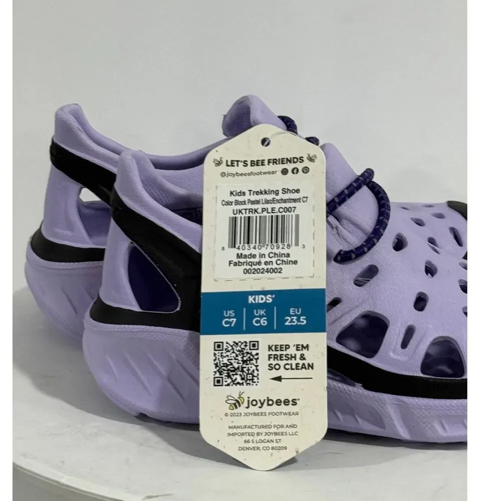 Joybees Kids Trekking Shoe Slip On EVA Water Sneaker Lilac Black Sz C7 NWT